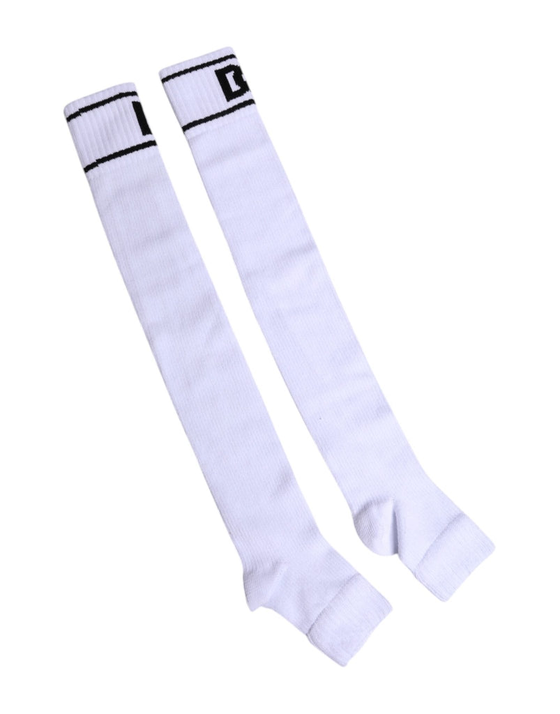 Dolce & Gabbana White Cotton DG Logo Print Open Toe Socks - Beyzy Store - Dolce & Gabbana