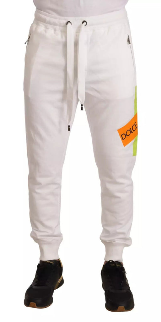 Dolce & Gabbana White Cotton Logo Patch Sweatpants Jogging Pants - Beyzy Store - Dolce & Gabbana