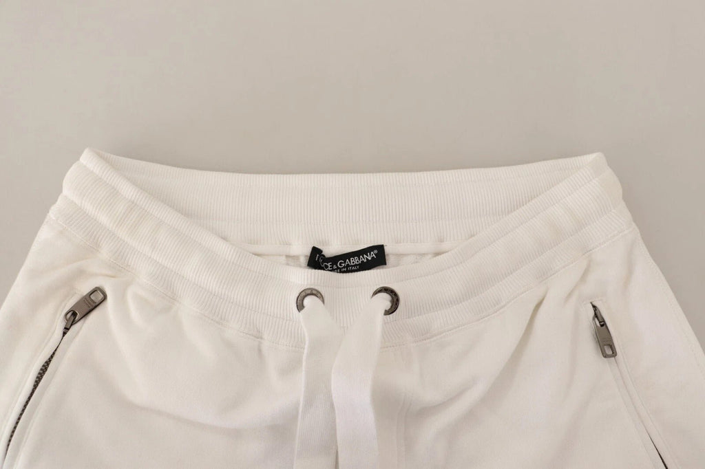Dolce & Gabbana White Cotton Logo Patch Sweatpants Jogging Pants - Beyzy Store - Dolce & Gabbana