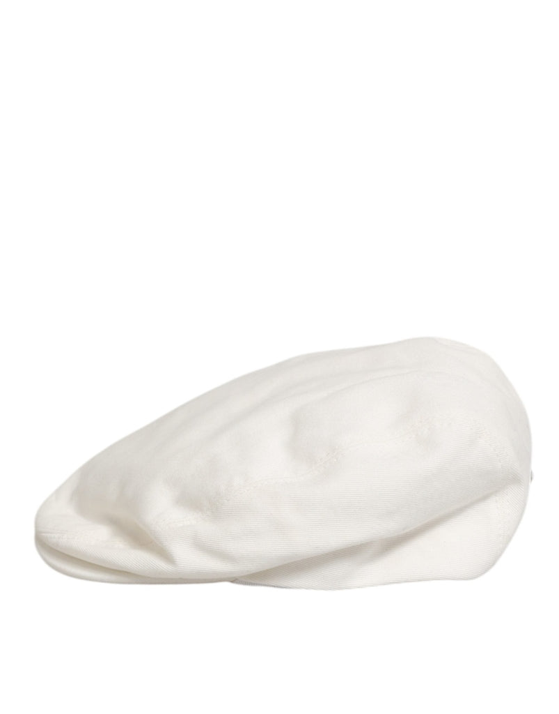Dolce & Gabbana White Cotton Newsboy Cloth Capello Men Cap Hat - Beyzy Store - Dolce & Gabbana