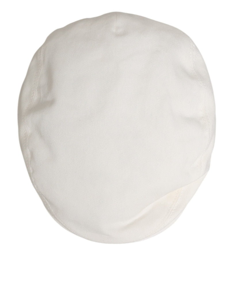 Dolce & Gabbana White Cotton Newsboy Cloth Capello Men Cap Hat - Beyzy Store - Dolce & Gabbana