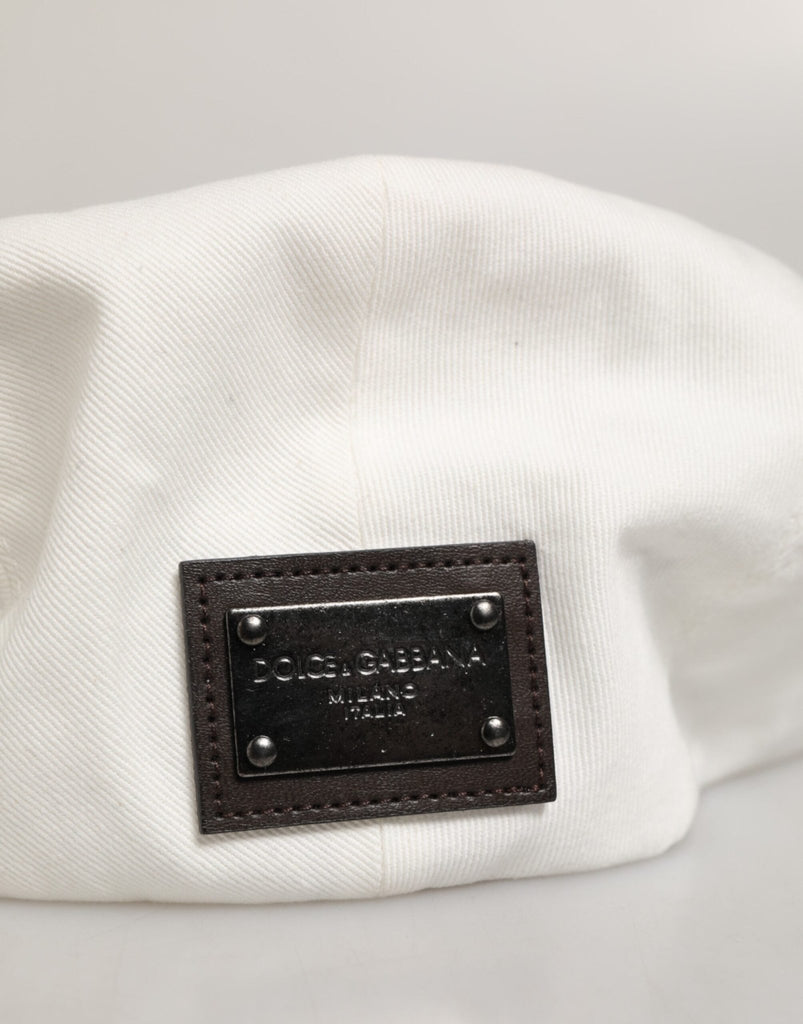 Dolce & Gabbana White Cotton Newsboy Cloth Capello Men Cap Hat - Beyzy Store - Dolce & Gabbana