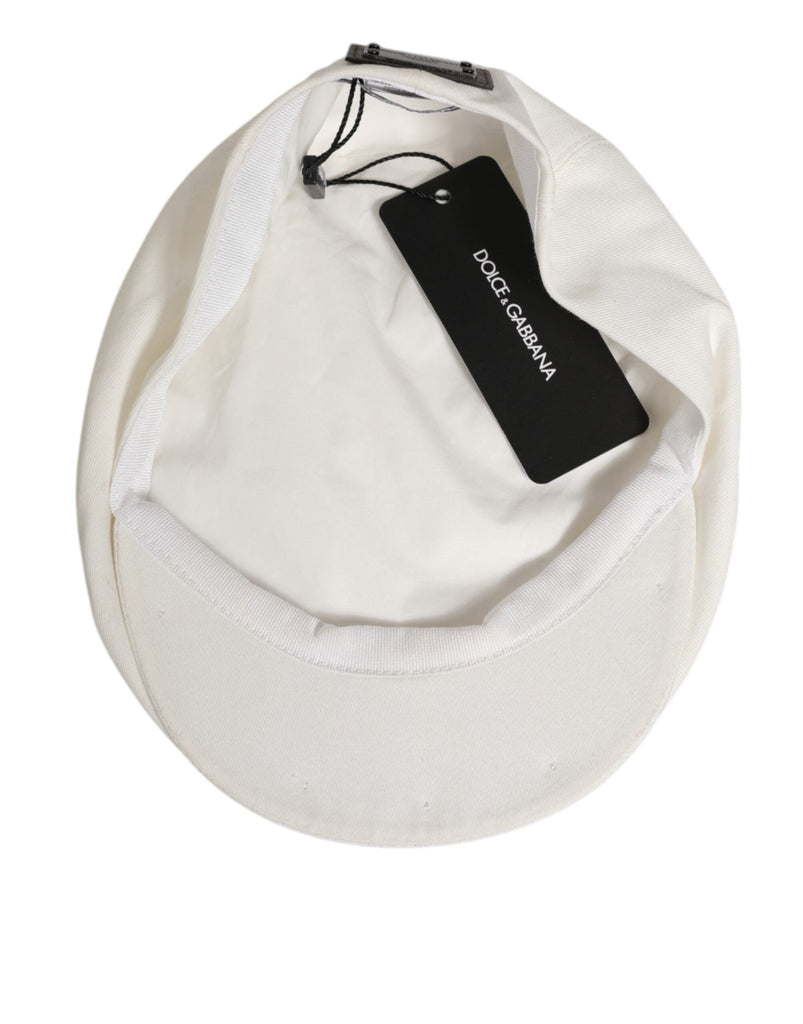 Dolce & Gabbana White Cotton Newsboy Cloth Capello Men Cap Hat - Beyzy Store - Dolce & Gabbana