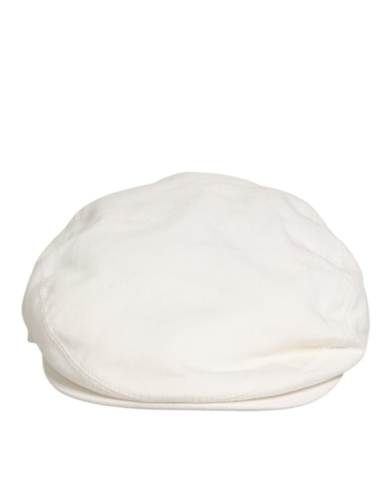 Dolce & Gabbana White Cotton Newsboy Cloth Capello Men Cap Hat - Beyzy Store - Dolce & Gabbana