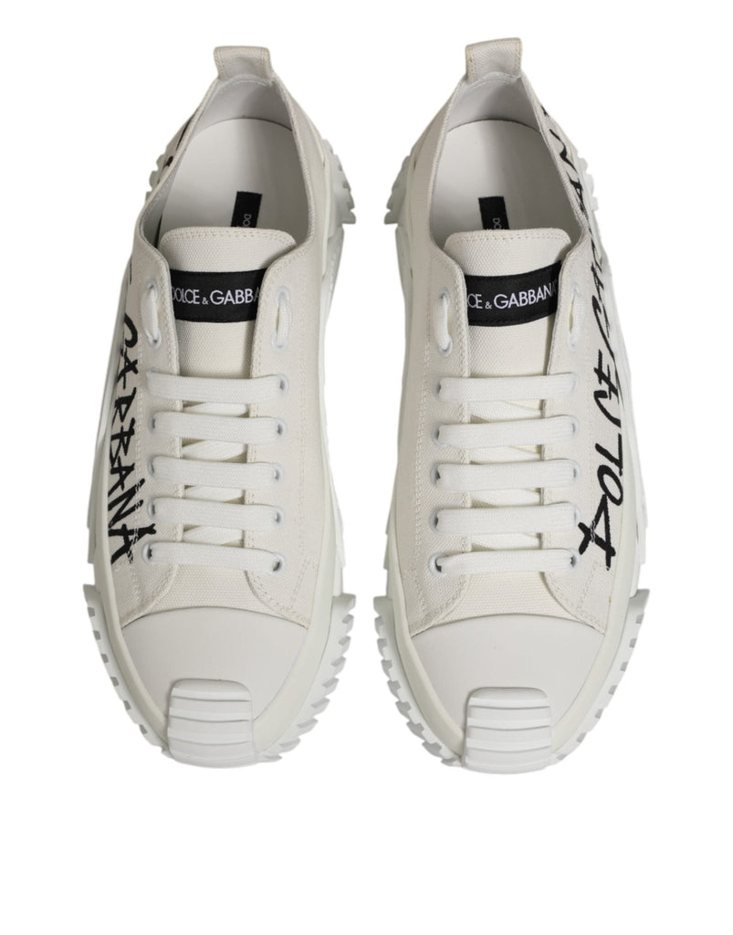 Dolce & Gabbana White Cotton NS1 Low Top Sneaker Shoes - Beyzy Store - Dolce & Gabbana