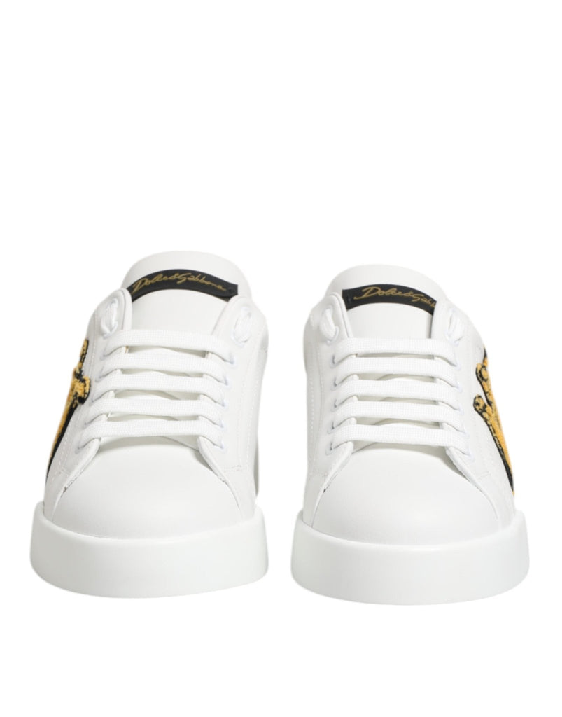Dolce & Gabbana White Crown Patch Portofino Men Sneakers Shoes - Beyzy Store - Dolce & Gabbana