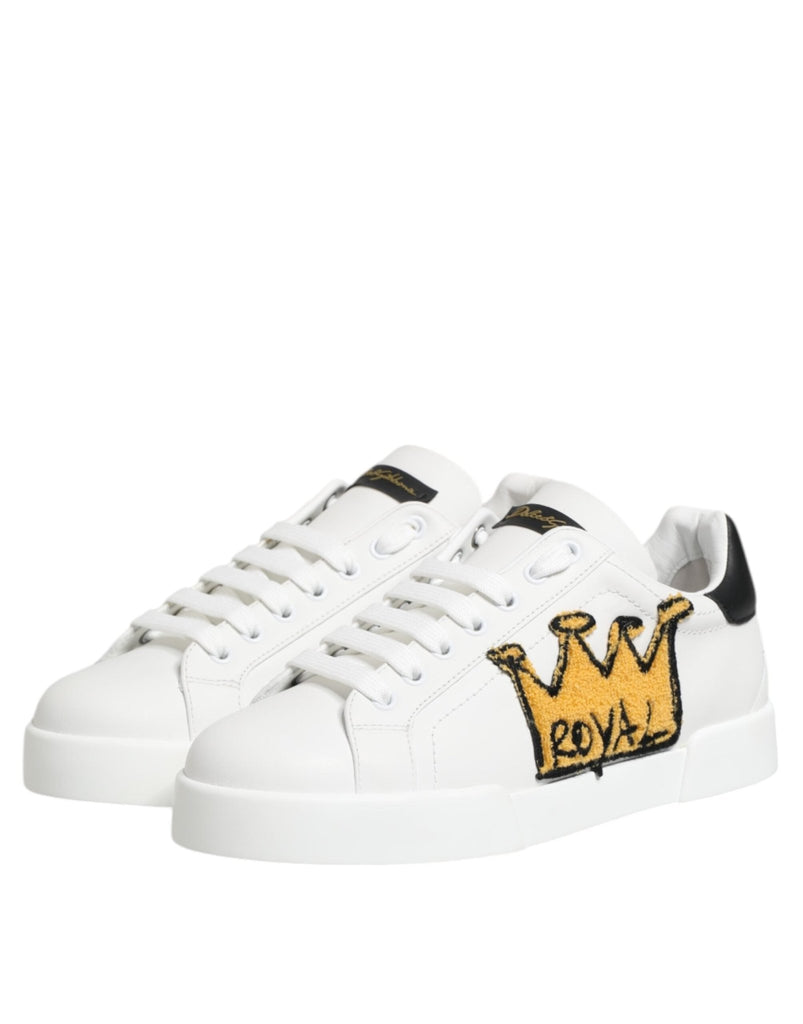 Dolce & Gabbana White Crown Patch Portofino Men Sneakers Shoes - Beyzy Store - Dolce & Gabbana