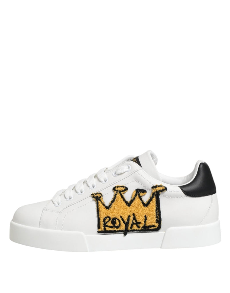 Dolce & Gabbana White Crown Patch Portofino Men Sneakers Shoes - Beyzy Store - Dolce & Gabbana