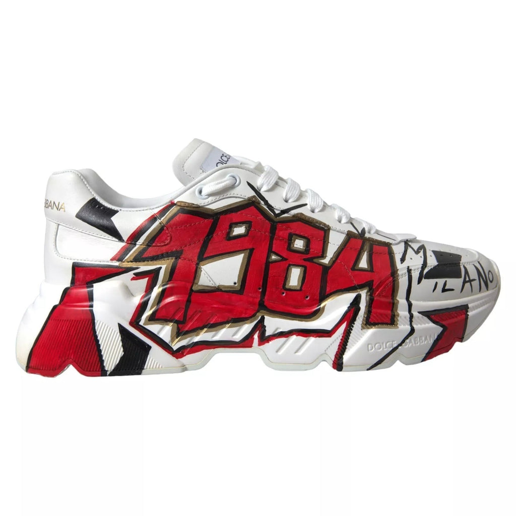 Dolce & Gabbana White Daymaster Hand Painted Sneakers - Beyzy Store - Dolce & Gabbana