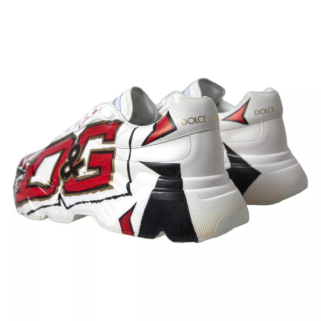 Dolce & Gabbana White Daymaster Hand Painted Sneakers - Beyzy Store - Dolce & Gabbana