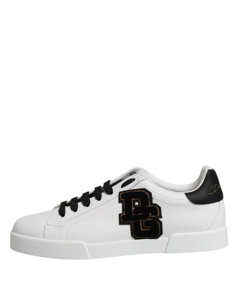 Dolce & Gabbana White DG Logo Portofino Low Top Sneakers Shoes - Beyzy Store - Dolce & Gabbana