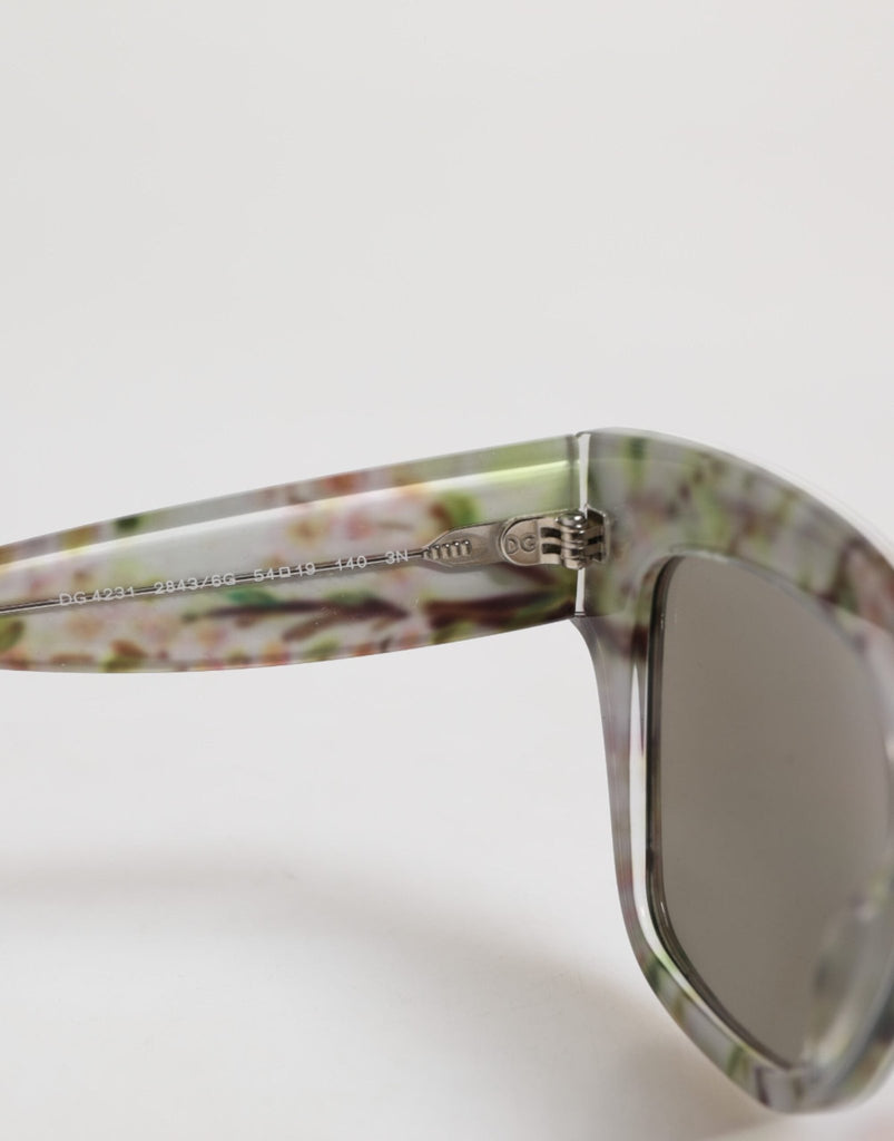 Dolce & Gabbana White DG4231F Floral Acetate Rectangle Shades Sunglasses - Beyzy Store - Dolce & Gabbana
