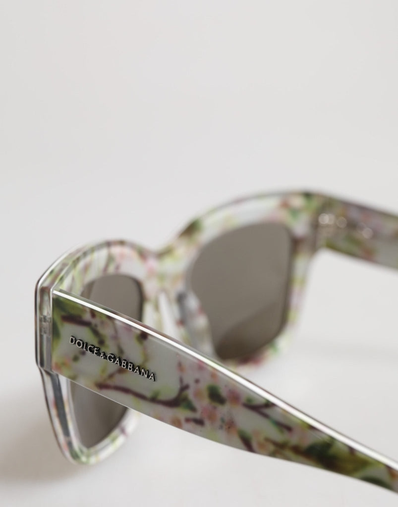 Dolce & Gabbana White DG4231F Floral Acetate Rectangle Shades Sunglasses - Beyzy Store - Dolce & Gabbana