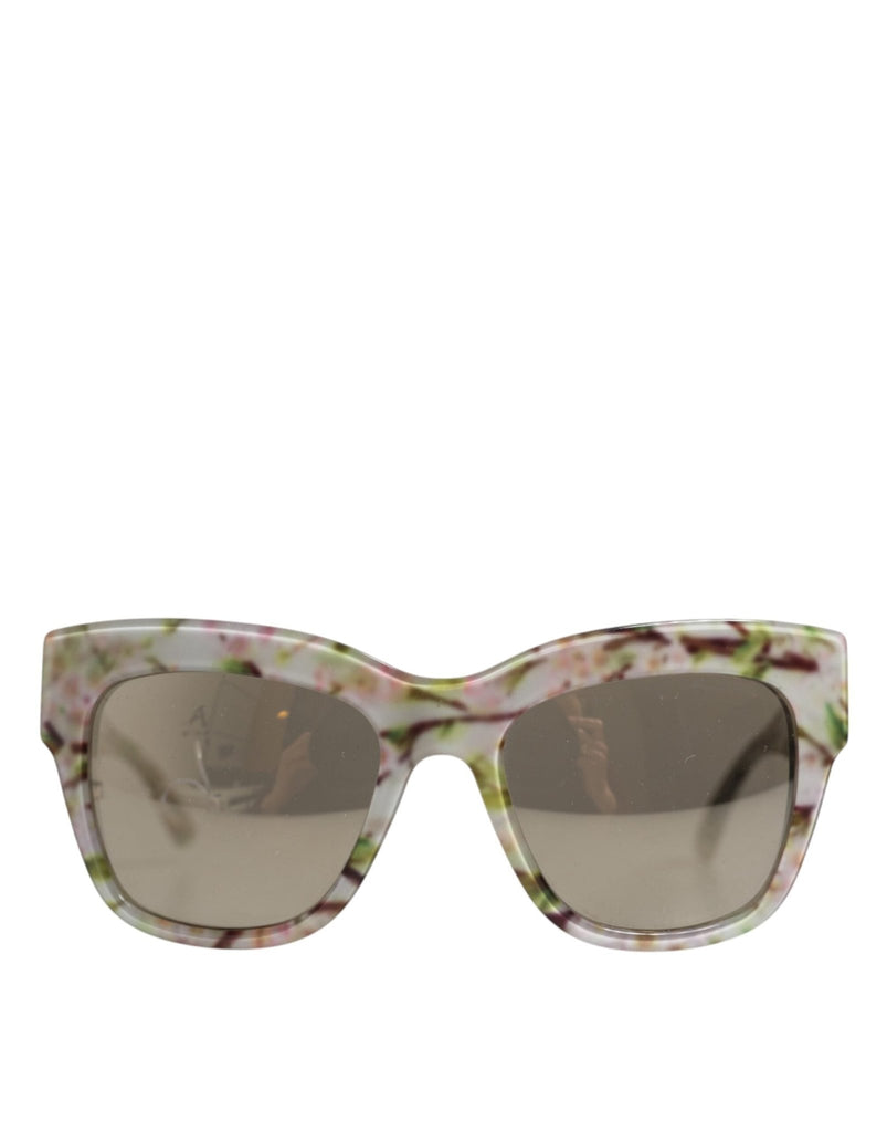 Dolce & Gabbana White DG4231F Floral Acetate Rectangle Shades Sunglasses - Beyzy Store - Dolce & Gabbana