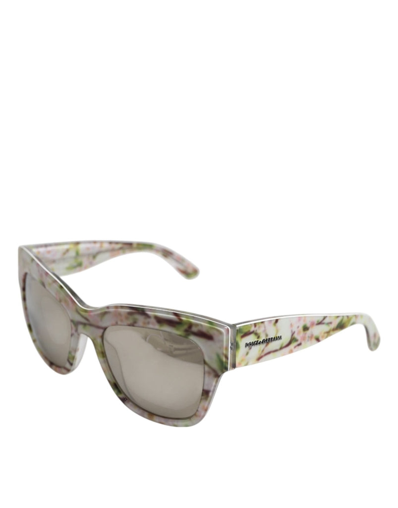 Dolce & Gabbana White DG4231F Floral Acetate Rectangle Shades Sunglasses - Beyzy Store - Dolce & Gabbana