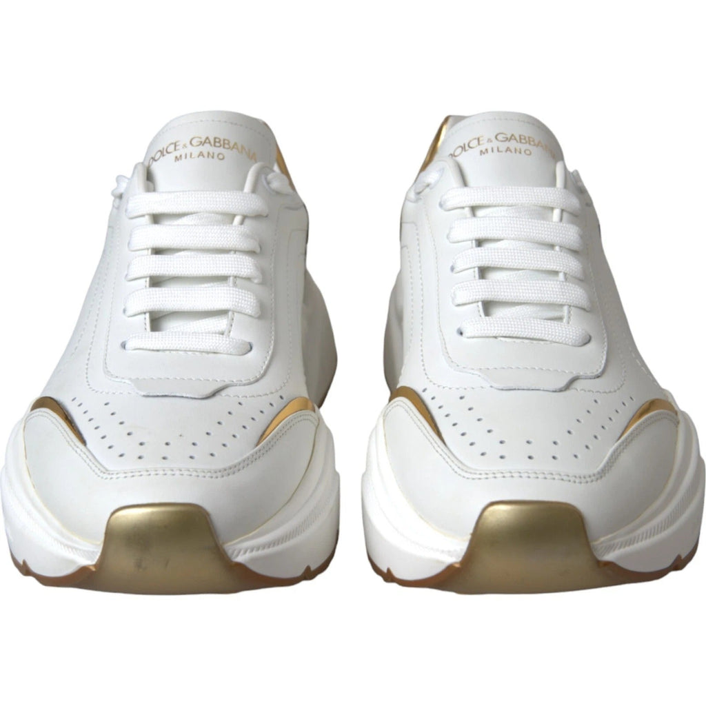 Dolce & Gabbana White Gold DAYMASTER Leather Sneakers Mens Shoes - Beyzy Store - Dolce & Gabbana