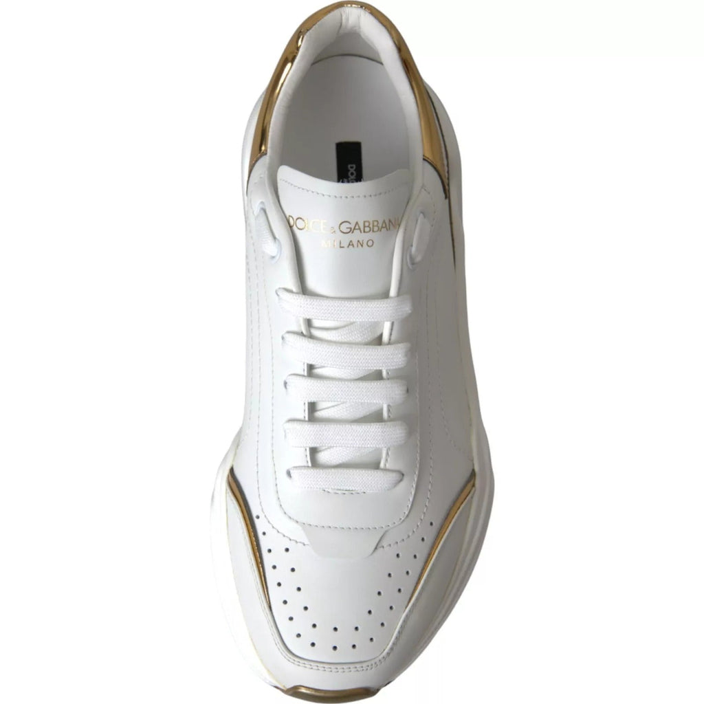 Dolce & Gabbana White Gold DAYMASTER Leather Sneakers Mens Shoes - Beyzy Store - Dolce & Gabbana