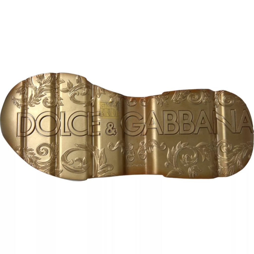 Dolce & Gabbana White Gold DAYMASTER Leather Sneakers Mens Shoes - Beyzy Store - Dolce & Gabbana