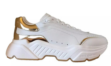 Dolce & Gabbana White Gold DAYMASTER Leather Sneakers Mens Shoes - Beyzy Store - Dolce & Gabbana