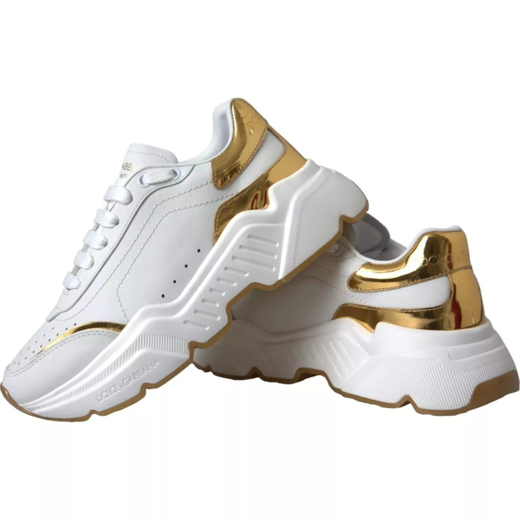 Dolce & Gabbana White Gold DAYMASTER Leather Sneakers Mens Shoes - Beyzy Store - Dolce & Gabbana