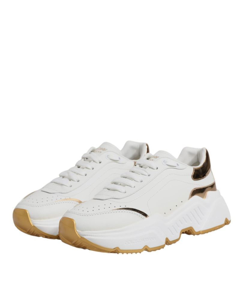 Dolce & Gabbana White Gold Daymaster Low Top Sneakers Shoes - Beyzy Store - Dolce & Gabbana