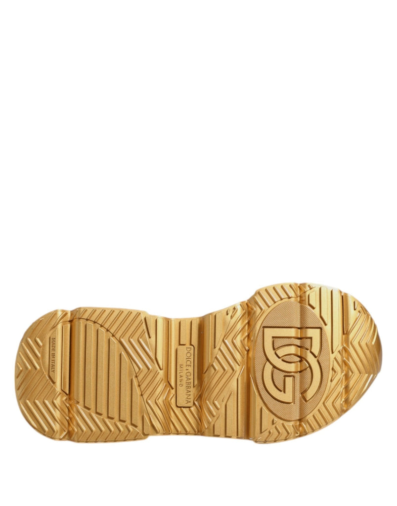 Dolce & Gabbana White Gold Daymaster Low Top Sneakers Shoes - Beyzy Store - Dolce & Gabbana