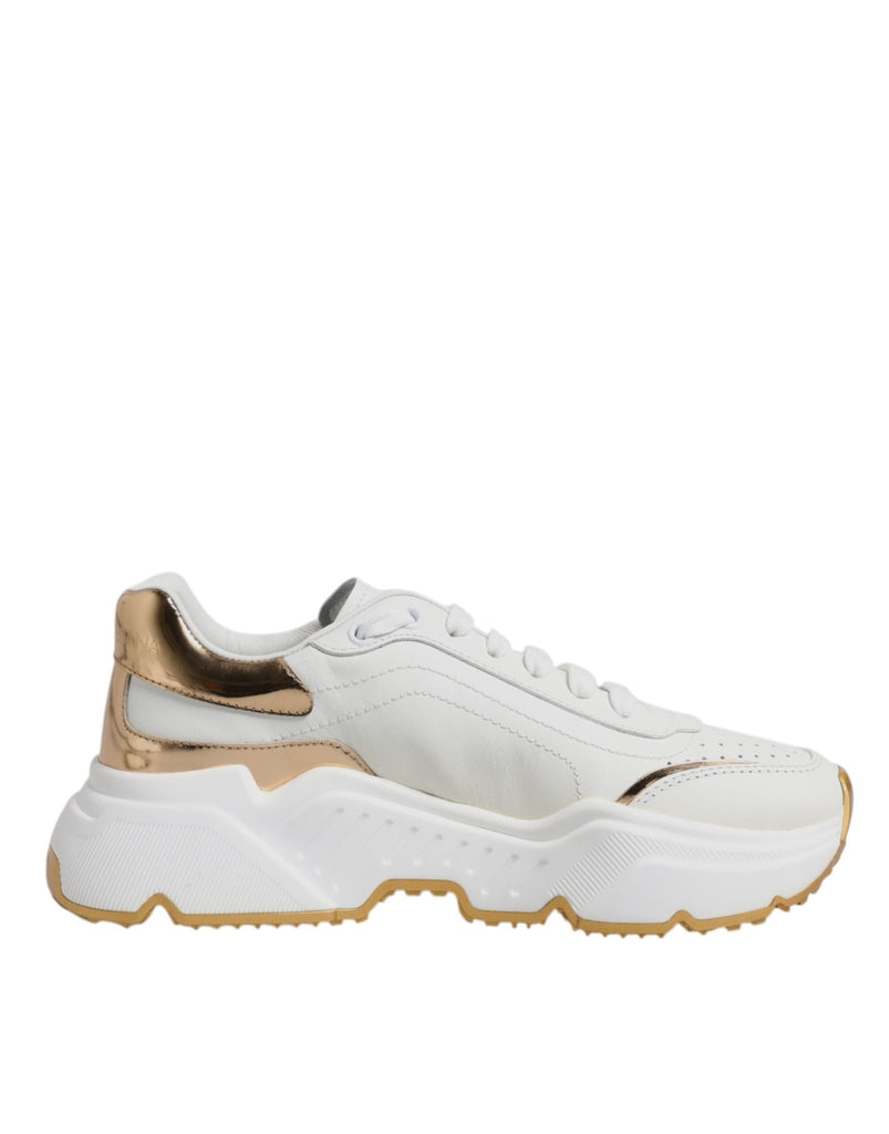 Dolce & Gabbana White Gold Daymaster Low Top Sneakers Shoes - Beyzy Store - Dolce & Gabbana