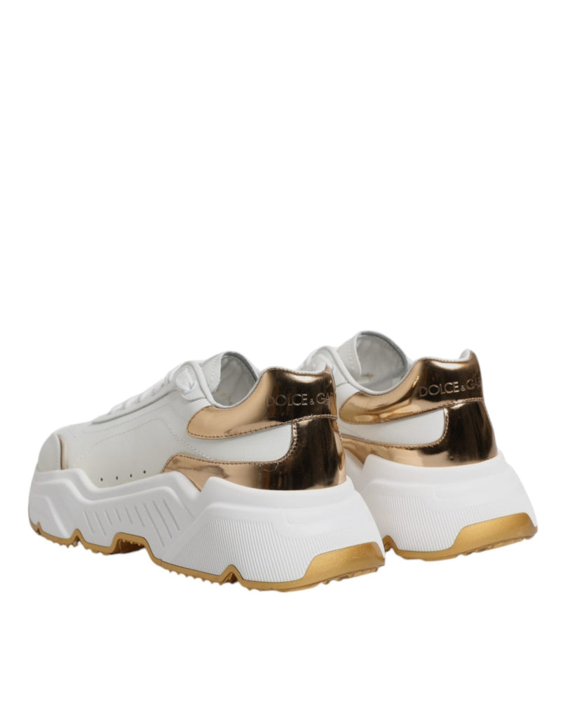 Dolce & Gabbana White Gold Daymaster Low Top Sneakers Shoes - Beyzy Store - Dolce & Gabbana