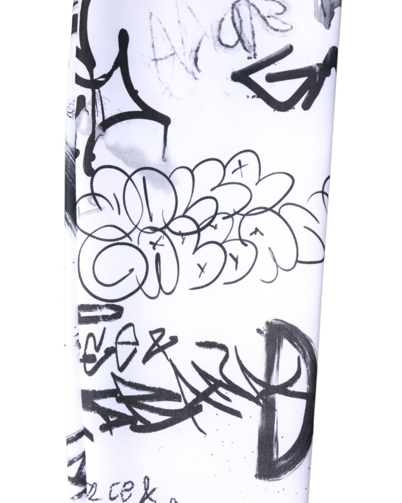 Dolce & Gabbana White Graffiti Cotton Over Calf Stockings Socks - Beyzy Store - Dolce & Gabbana