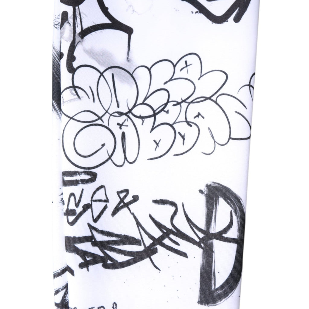 Dolce & Gabbana White Graffiti Cotton Over Calf Stockings Socks - Beyzy Store - Dolce & Gabbana