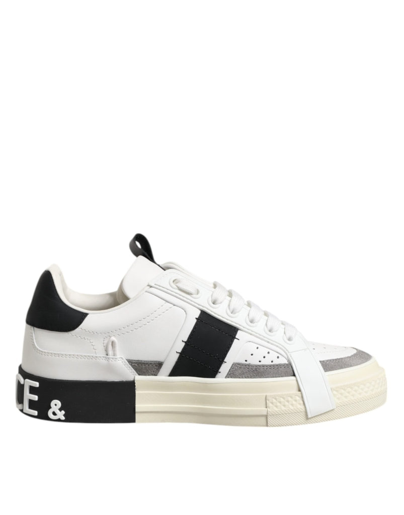 Dolce & Gabbana White Leather Custom 2.Zero Sneakers Shoes - Beyzy Store - Dolce & Gabbana