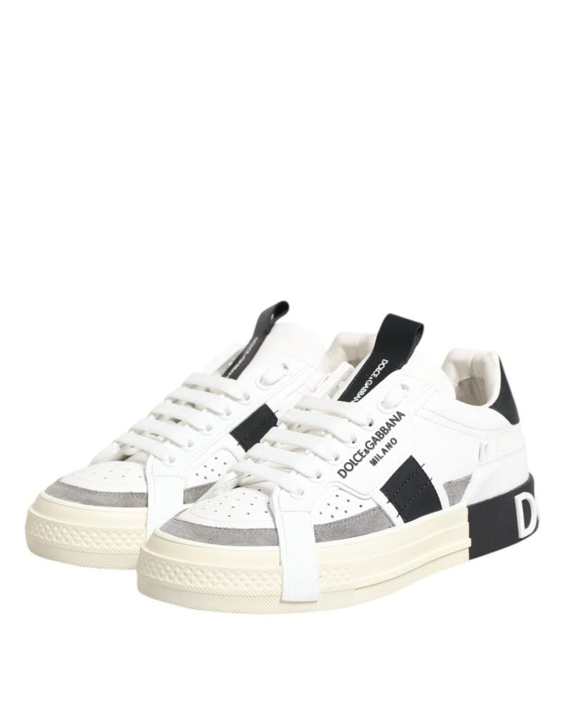 Dolce & Gabbana White Leather Custom 2.Zero Sneakers Shoes - Beyzy Store - Dolce & Gabbana