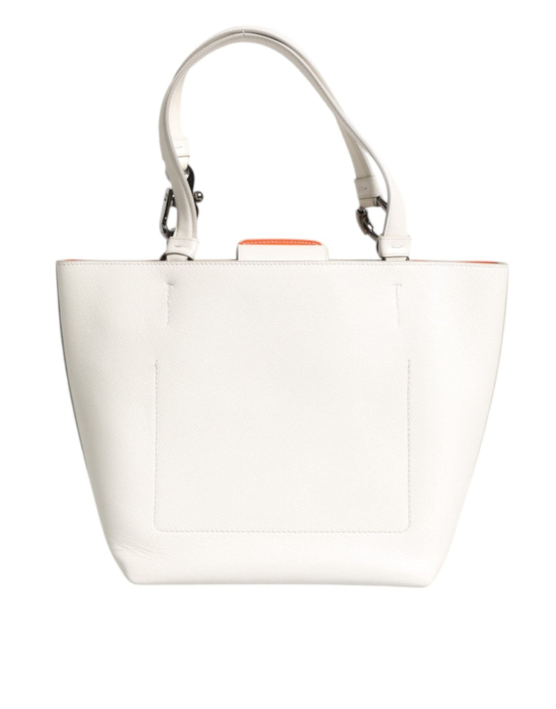 Dolce & Gabbana White Leather #DG BEATRICE Top Handle Tote Bag - Beyzy Store - Dolce & Gabbana
