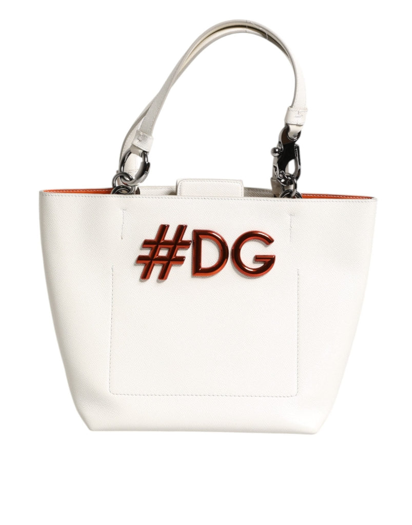 Dolce & Gabbana White Leather #DG BEATRICE Top Handle Tote Bag - Beyzy Store - Dolce & Gabbana