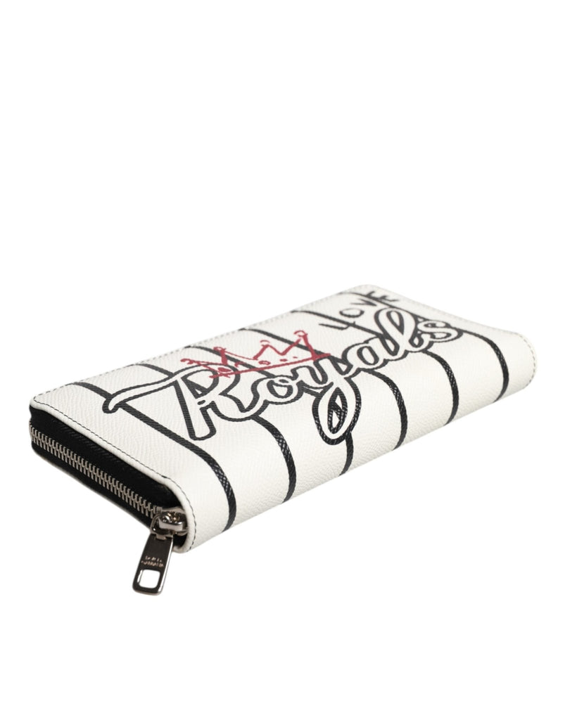 Dolce & Gabbana White Leather DG Crown Royals Continental Zip Around Wallet - Beyzy Store - Dolce & Gabbana