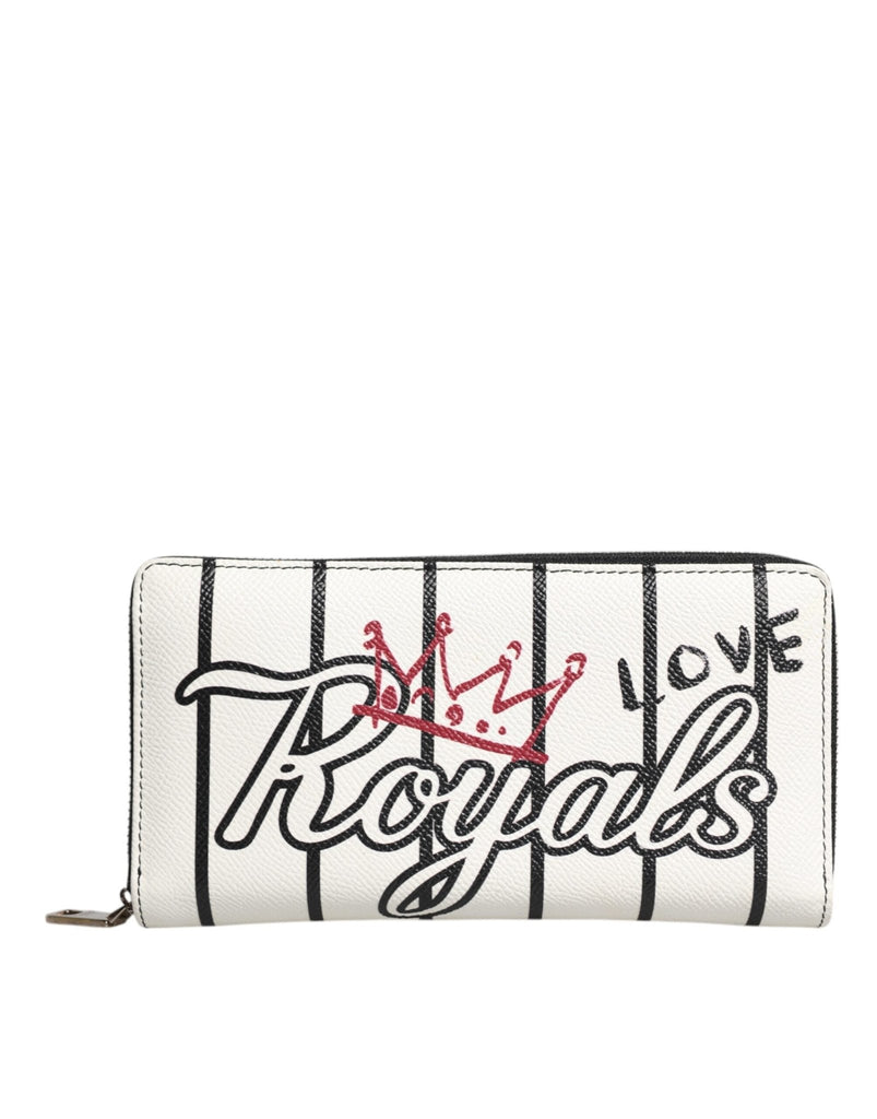 Dolce & Gabbana White Leather DG Crown Royals Continental Zip Around Wallet - Beyzy Store - Dolce & Gabbana