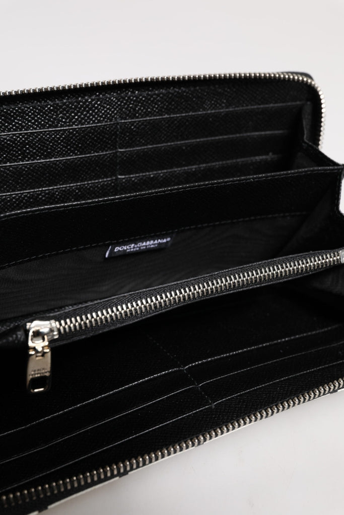 Dolce & Gabbana White Leather DG Crown Royals Continental Zip Around Wallet - Beyzy Store - Dolce & Gabbana