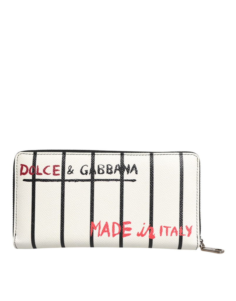 Dolce & Gabbana White Leather DG Crown Royals Continental Zip Around Wallet - Beyzy Store - Dolce & Gabbana