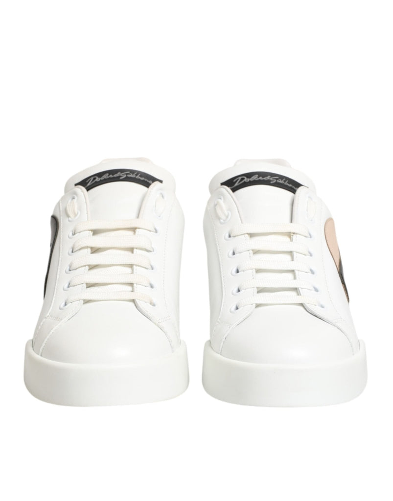 Dolce & Gabbana White Leather DGFamily Casual Sneakers Shoes - Beyzy Store - Dolce & Gabbana