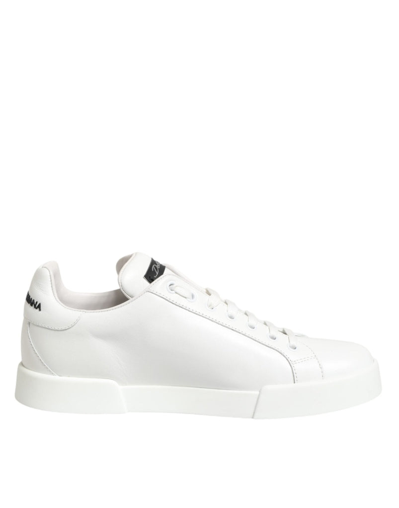 Dolce & Gabbana White Leather DGFamily Casual Sneakers Shoes - Beyzy Store - Dolce & Gabbana