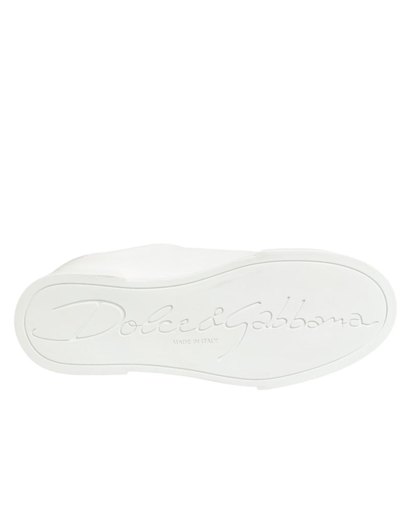 Dolce & Gabbana White Leather DGFamily Casual Sneakers Shoes - Beyzy Store - Dolce & Gabbana