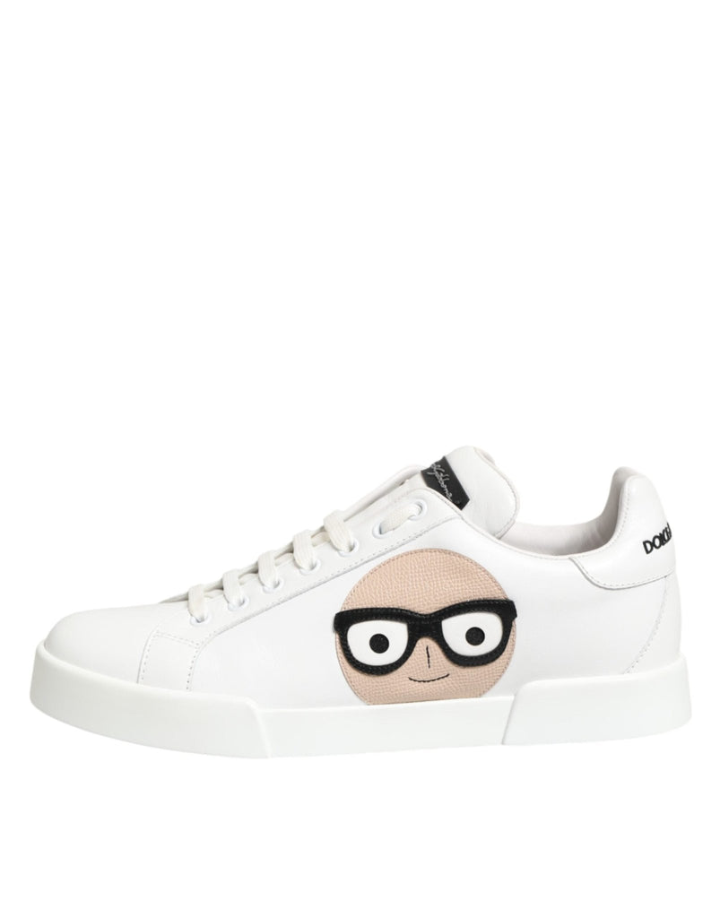 Dolce & Gabbana White Leather DGFamily Casual Sneakers Shoes - Beyzy Store - Dolce & Gabbana