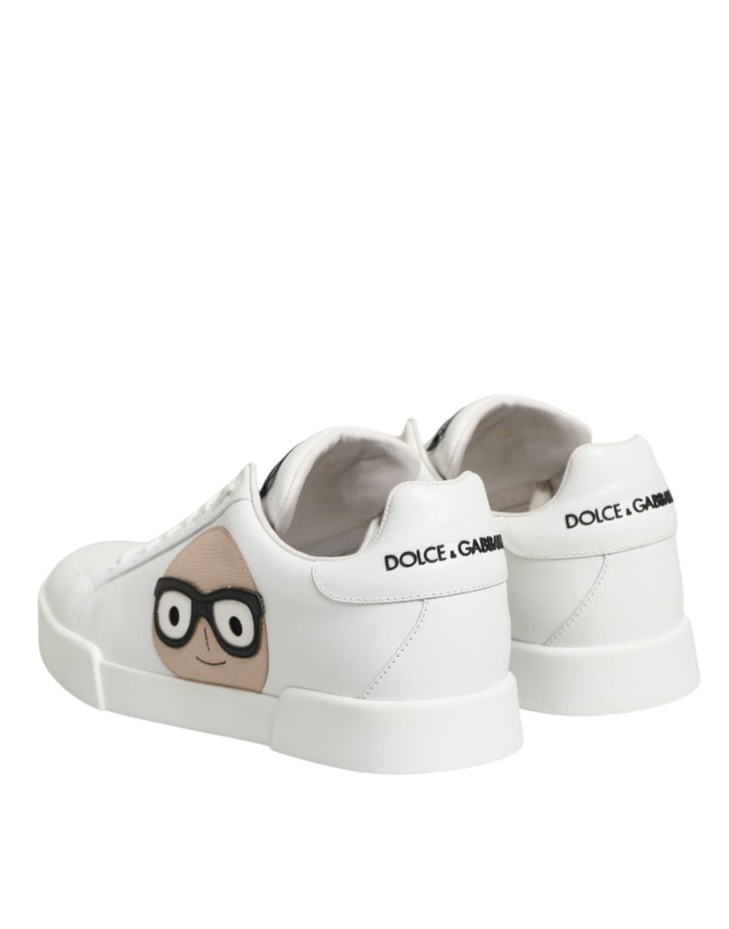 Dolce & Gabbana White Leather DGFamily Casual Sneakers Shoes - Beyzy Store - Dolce & Gabbana