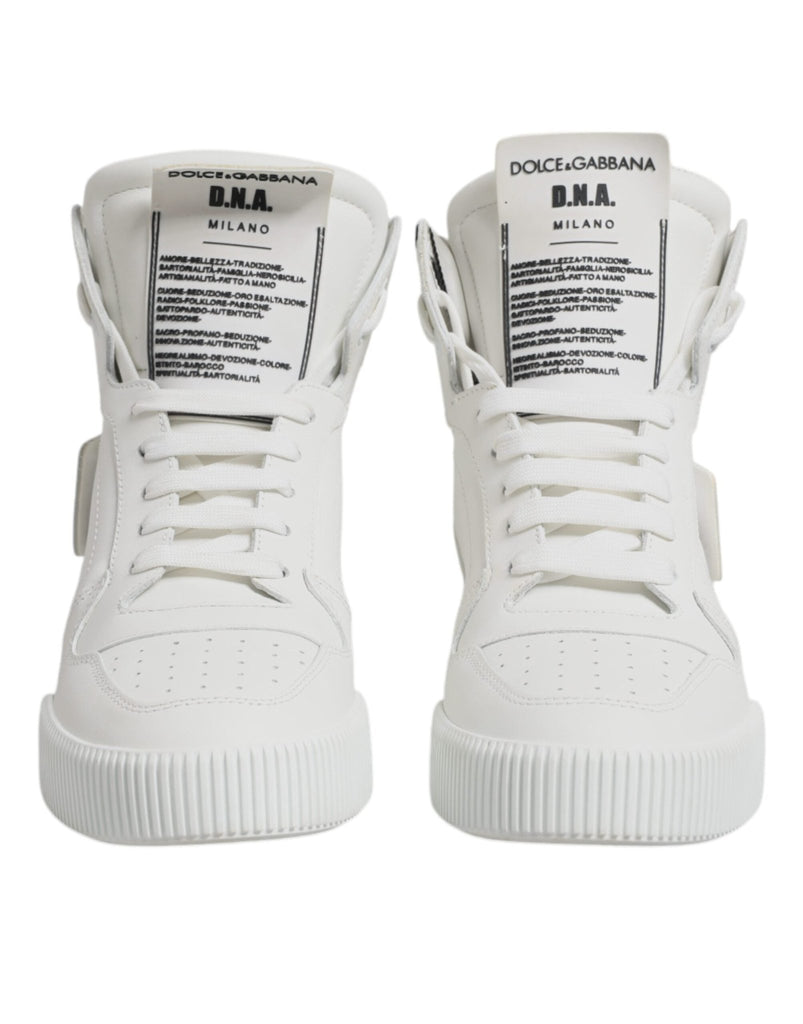 Dolce & Gabbana White Leather High Top Sneakers Shoes - Beyzy Store - Dolce & Gabbana
