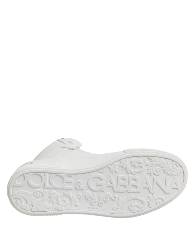 Dolce & Gabbana White Leather High Top Sneakers Shoes - Beyzy Store - Dolce & Gabbana