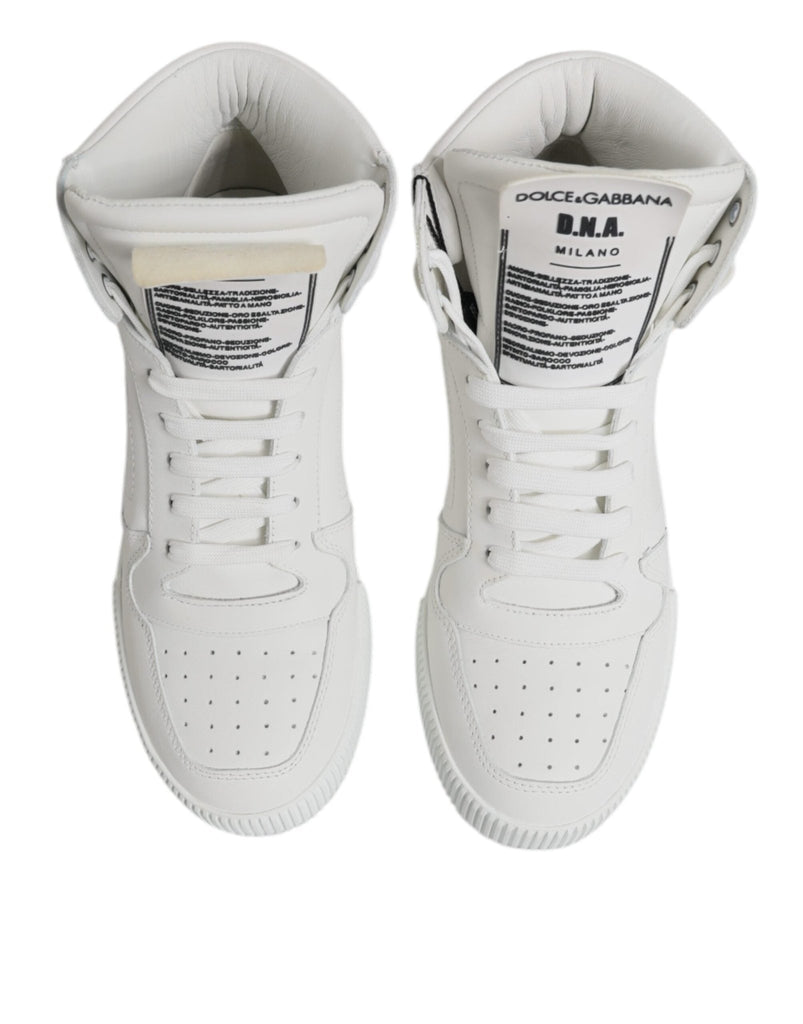 Dolce & Gabbana White Leather High Top Sneakers Shoes - Beyzy Store - Dolce & Gabbana