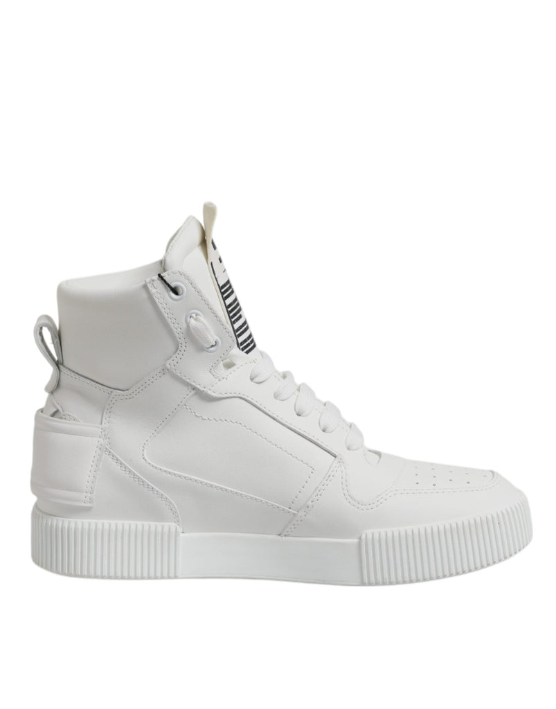 Dolce & Gabbana White Leather High Top Sneakers Shoes - Beyzy Store - Dolce & Gabbana