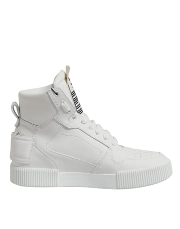 Dolce & Gabbana White Leather High Top Sneakers Shoes - Beyzy Store - Dolce & Gabbana