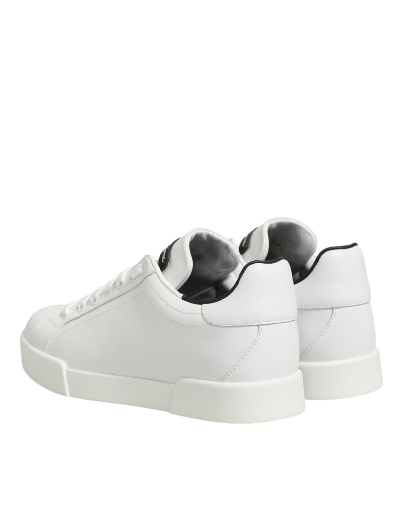 Dolce & Gabbana White Leather Lace Up Low Top Sneakers Shoes - Beyzy Store - Dolce & Gabbana