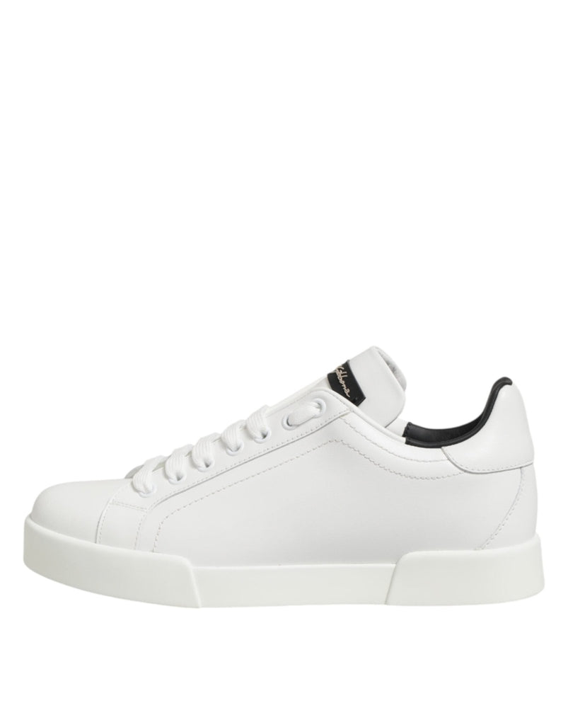 Dolce & Gabbana White Leather Lace Up Low Top Sneakers Shoes - Beyzy Store - Dolce & Gabbana